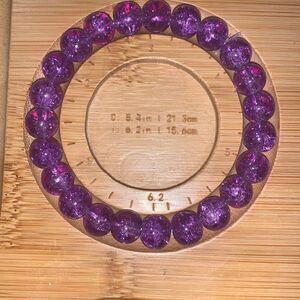 New Handmade Strechy‎ Cracked Glass Bead Bracelet Girls Women Purple 6.2”